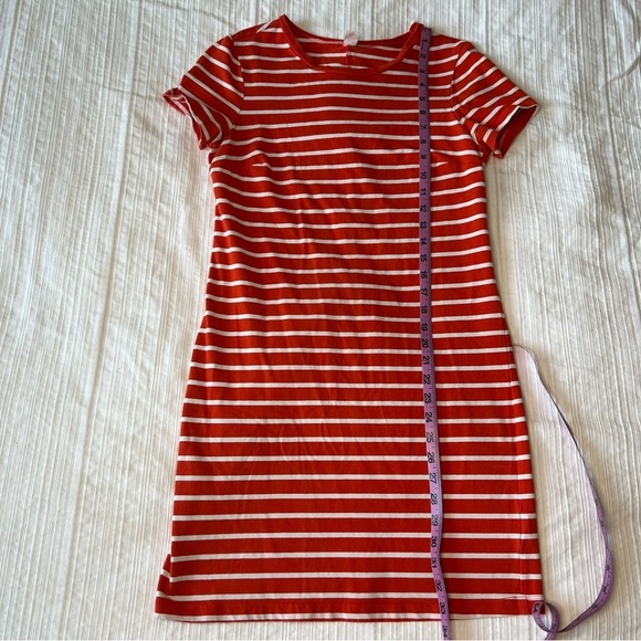 2/$30 Old Navy Orange Red and White Striped Stretchy Soft Shirt Dress - Picture 5 of 8